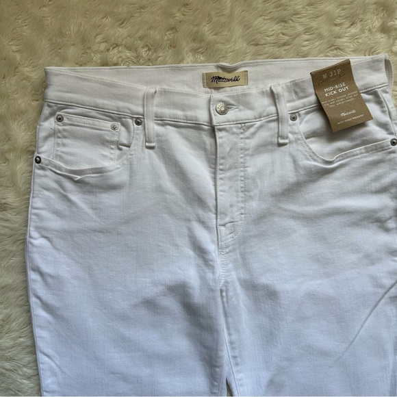 Madewell Jeans Petite Kick Out Crop Mid-Rise Stretch Pure White 31P NWT New - Picture 6 of 12